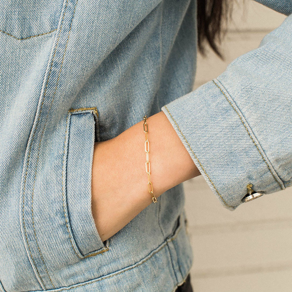 Minimalist Paperclip Chain Bracelet - Silver