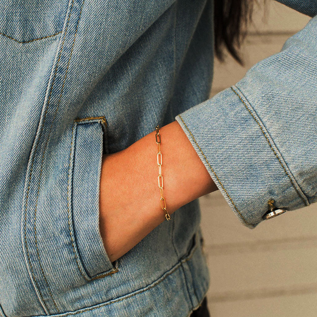 Minimalist Paperclip Chain Bracelet - Gold