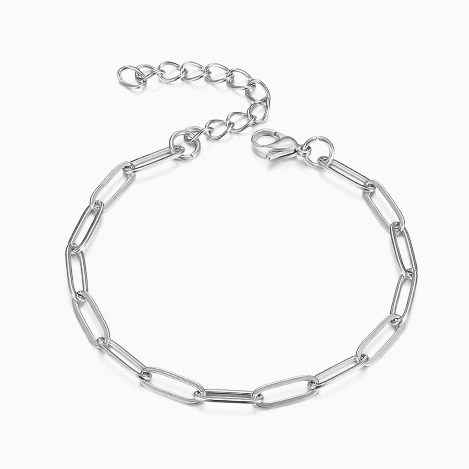 Minimalist Paperclip Chain Bracelet - Silver