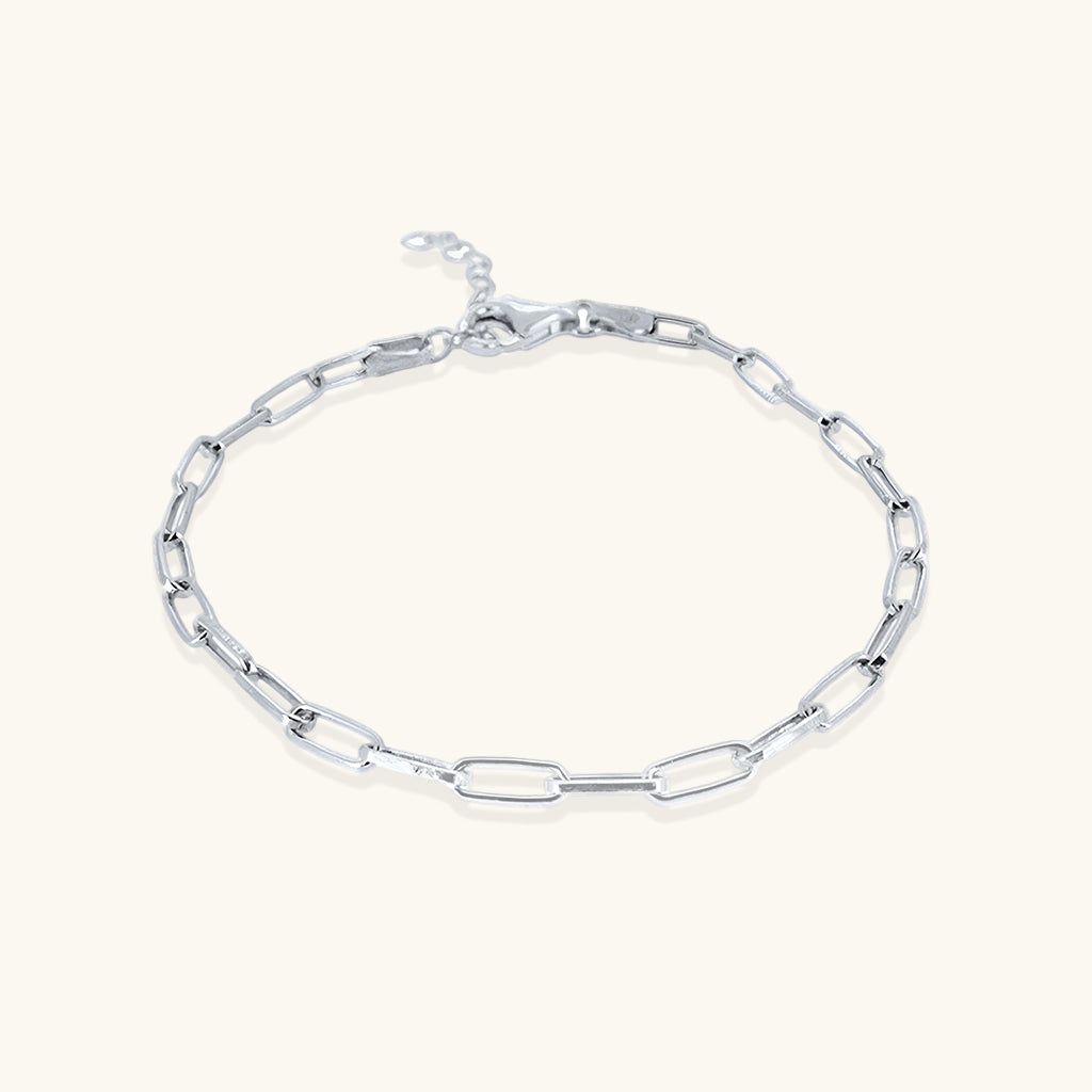 Minimalist Paperclip Chain Bracelet - Silver