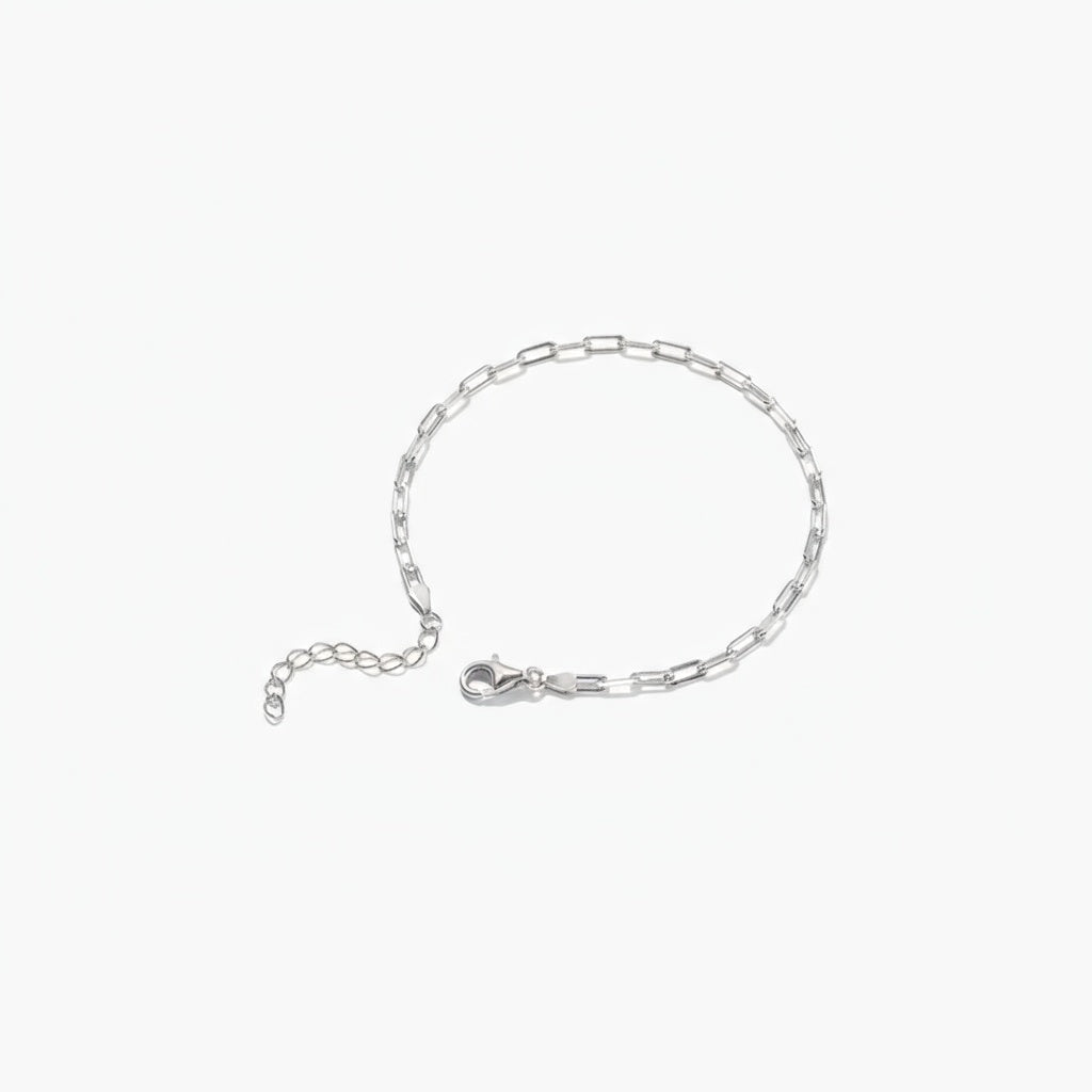 Minimalist Paperclip Chain Bracelet - Silver