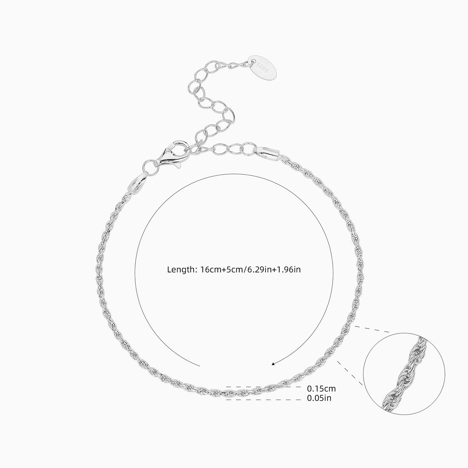 Minimalist Rope Bracelet - Silver