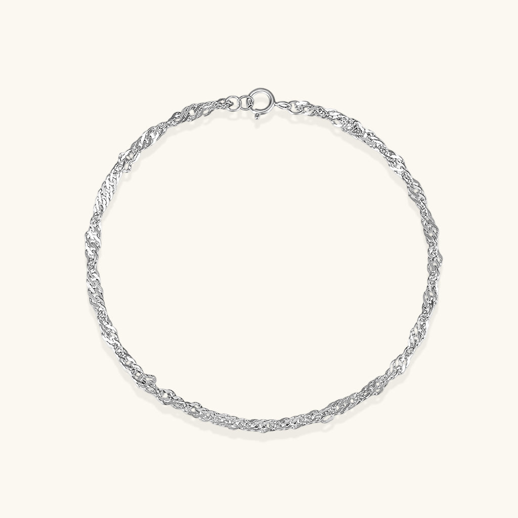 Minimalist Singapore Chain Bracelet - Silver