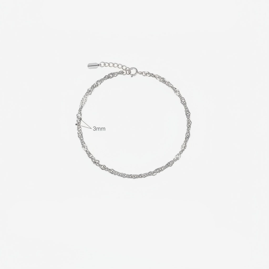 Minimalist Singapore Chain Bracelet - Silver