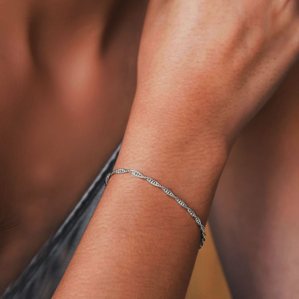 Minimalist Singapore Chain Bracelet - Silver