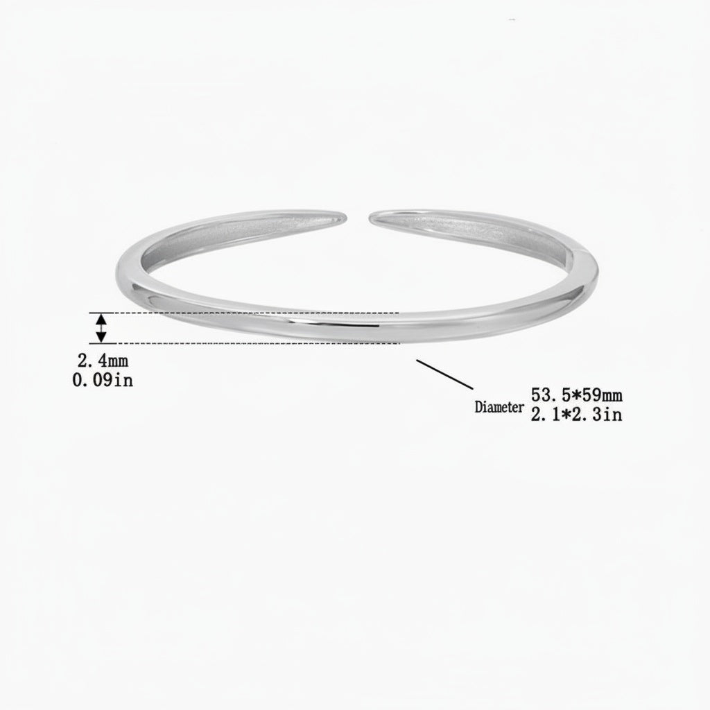 Minimalist Spike Cuff Bracelet - Silver