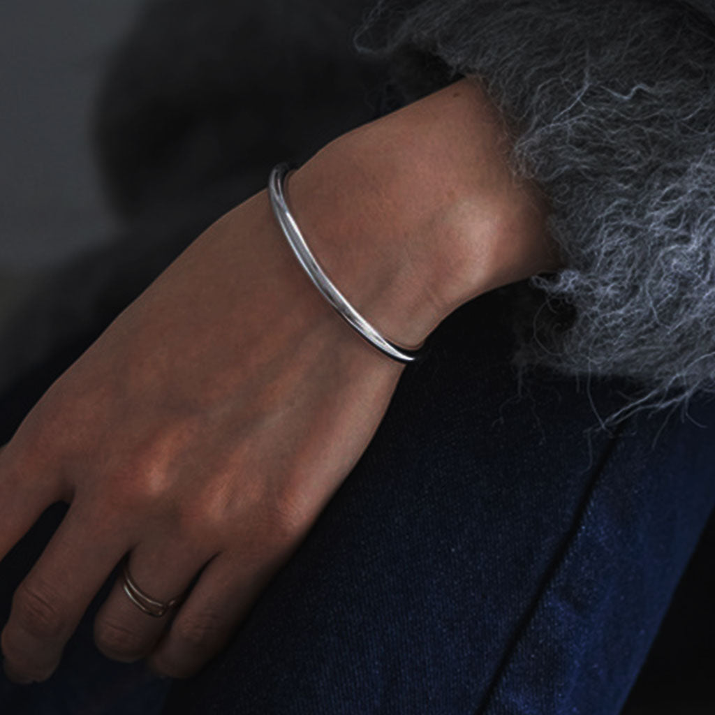 Minimalist Spike Cuff Bracelet - Silver