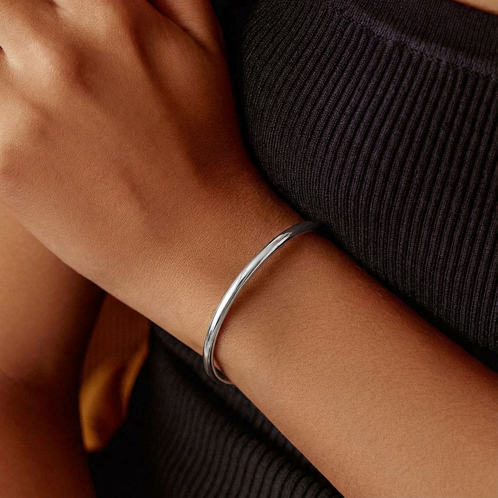 Minimalist Spike Cuff Bracelet - Silver