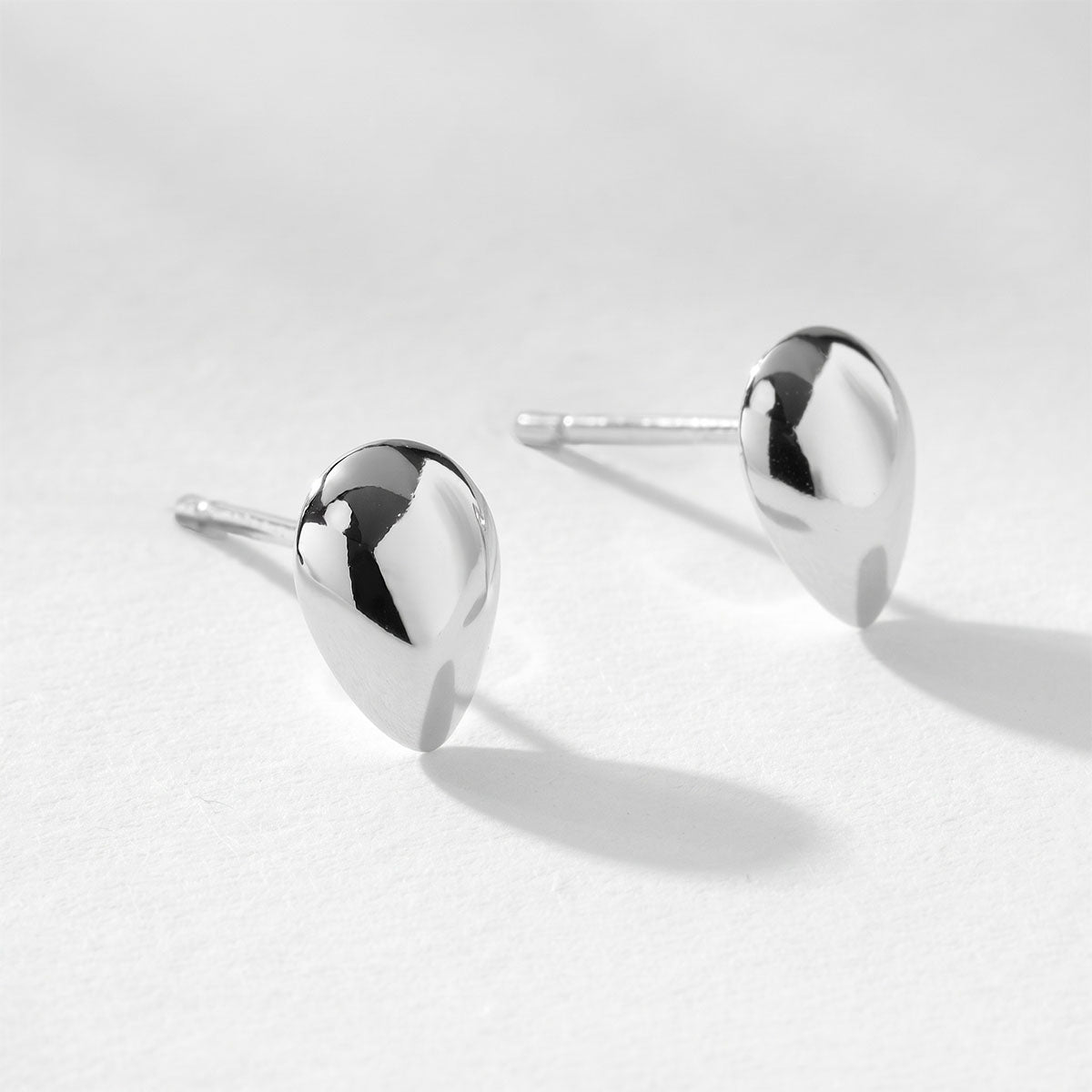 Minimalist Teardrop Stud Earrings - Silver