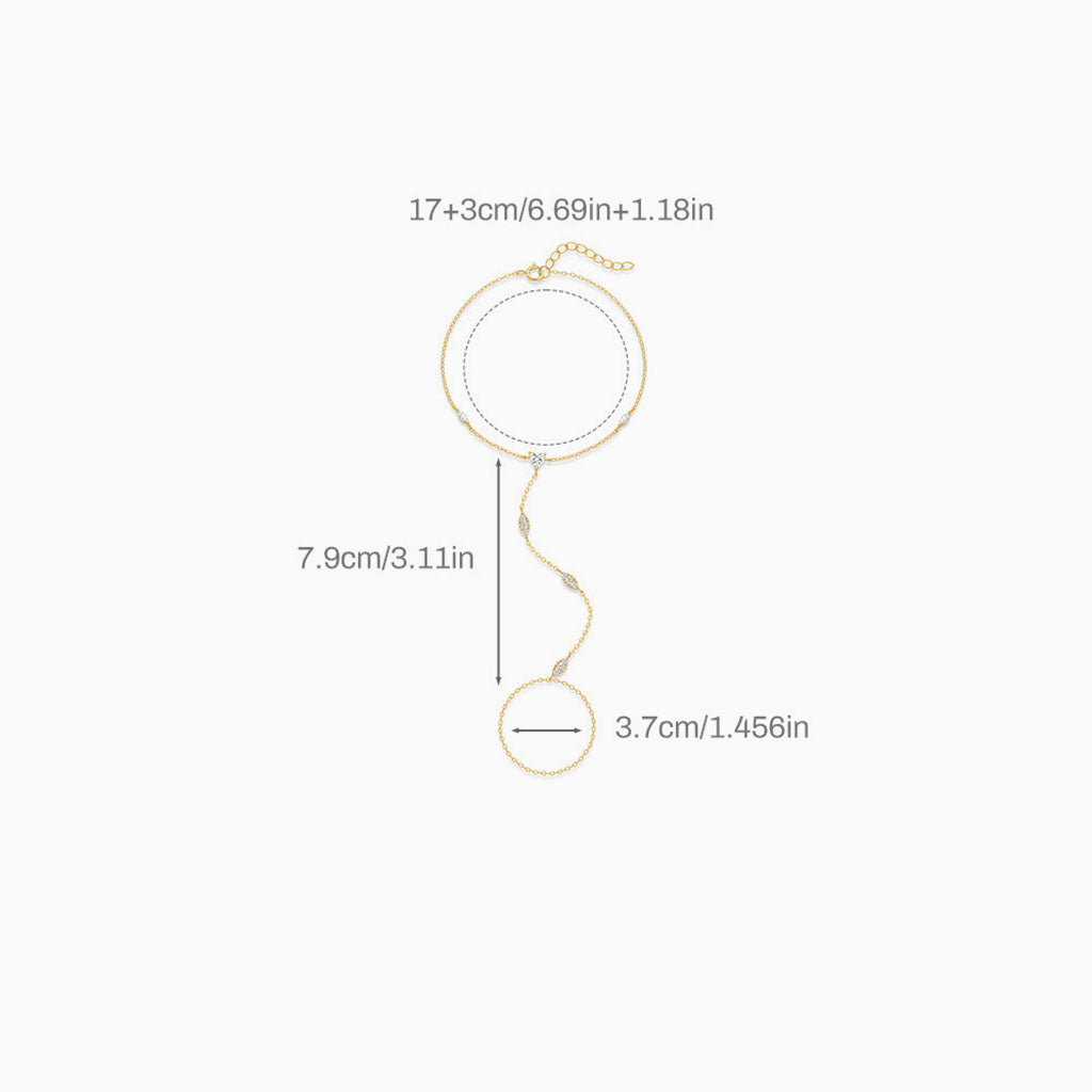 Mixed Cut Diamond Hand Chain Bracelet - Gold
