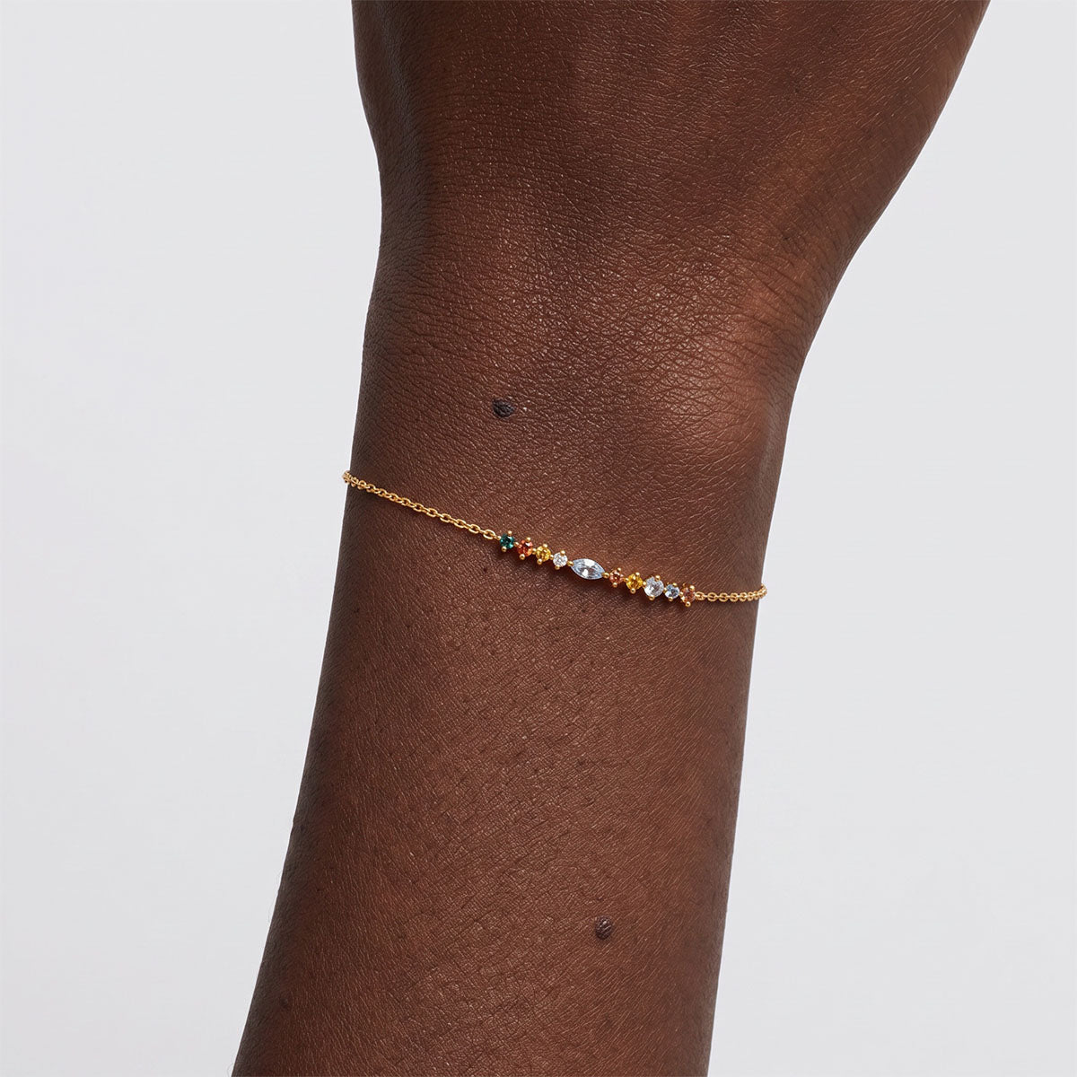 Mixed Cut Marquise Multicolor Stone Bracelet ‑ Gold