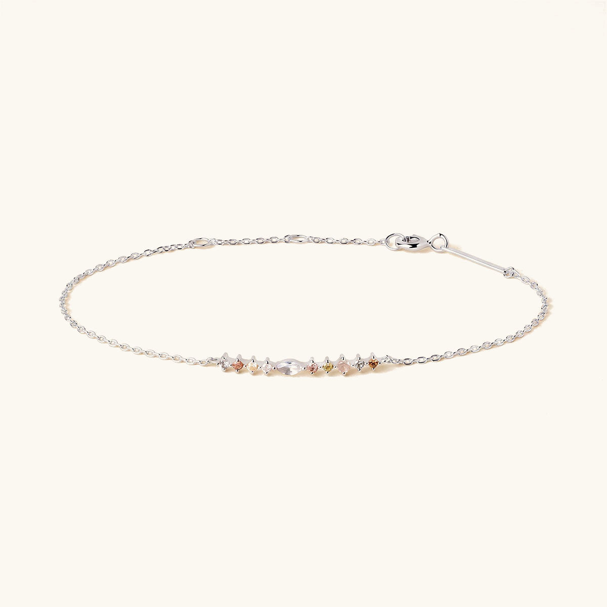 Mixed Cut Marquise Multicolor Stone Bracelet ‑ Silver