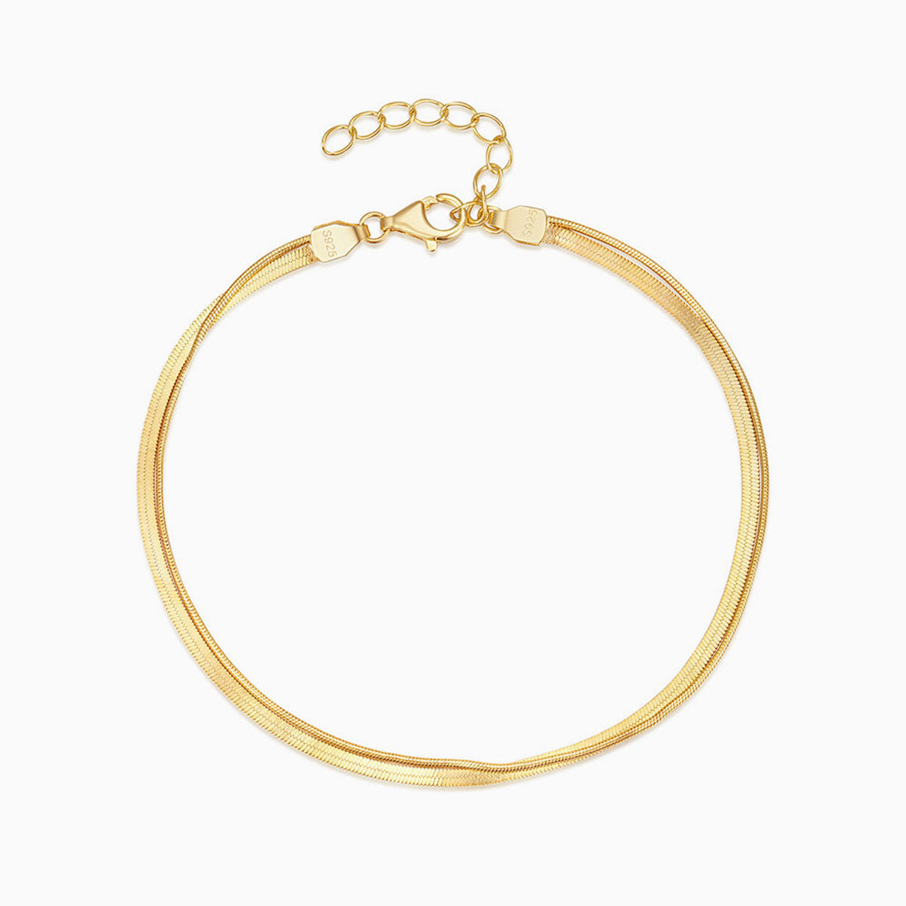 Modern Herringbone Layered Bracelet - Gold