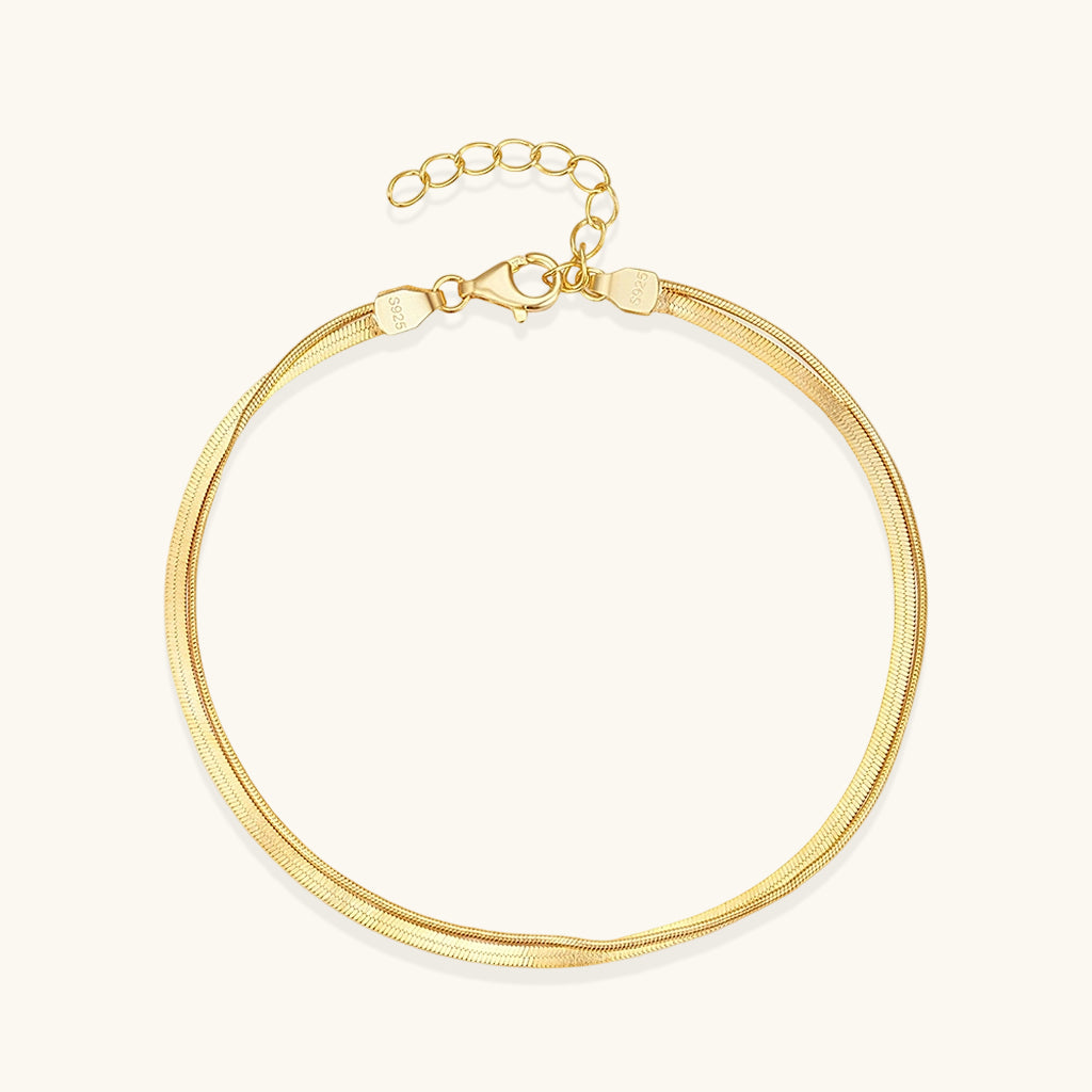 Modern Herringbone Layered Bracelet - Gold
