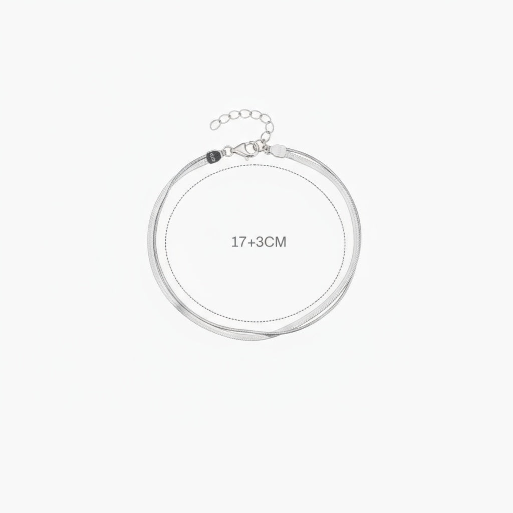 Modern Herringbone Layered Bracelet - Silver