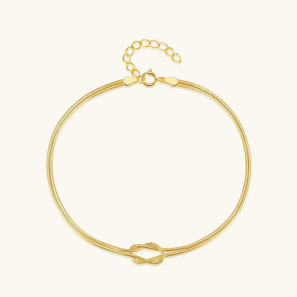 Modern Knot Herringbone Layered Bracelet - Gold