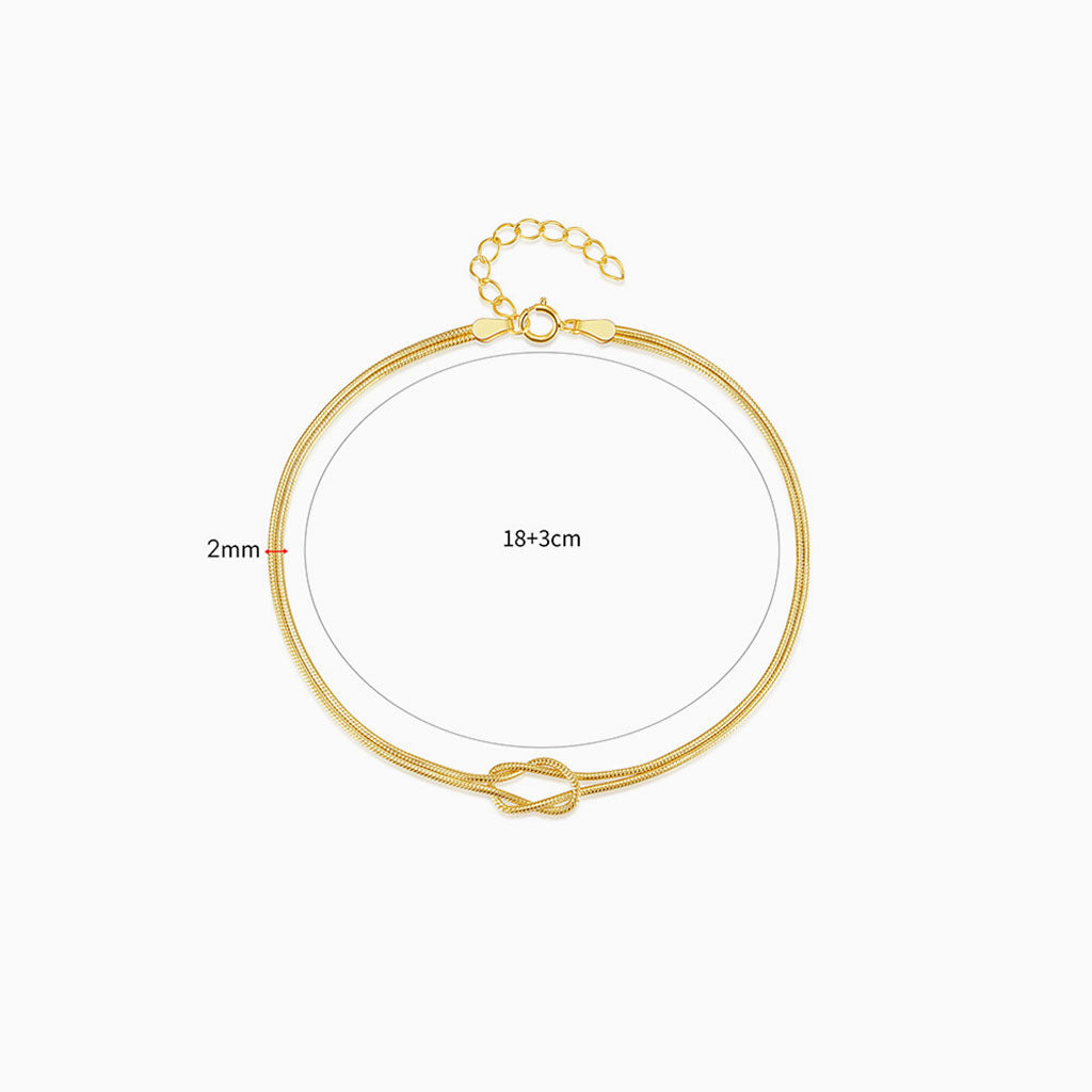 Modern Knot Herringbone Layered Bracelet - Gold