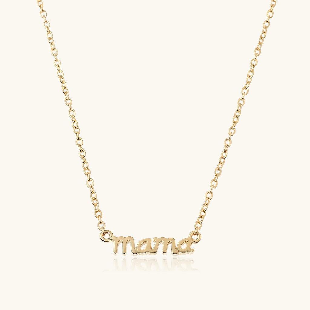 Modern Script Mama Necklace - Gold