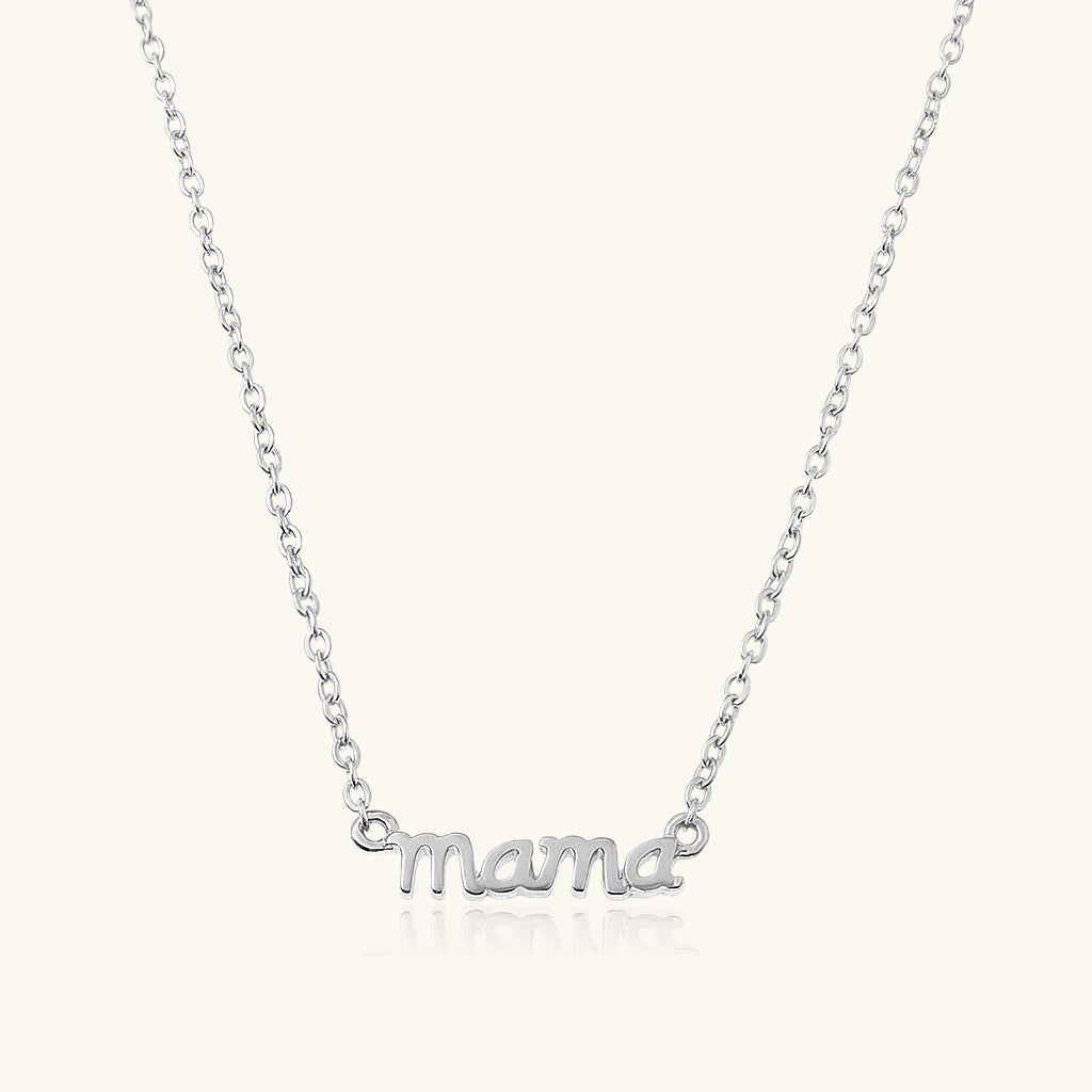 Modern Script Mama Necklace - Silver