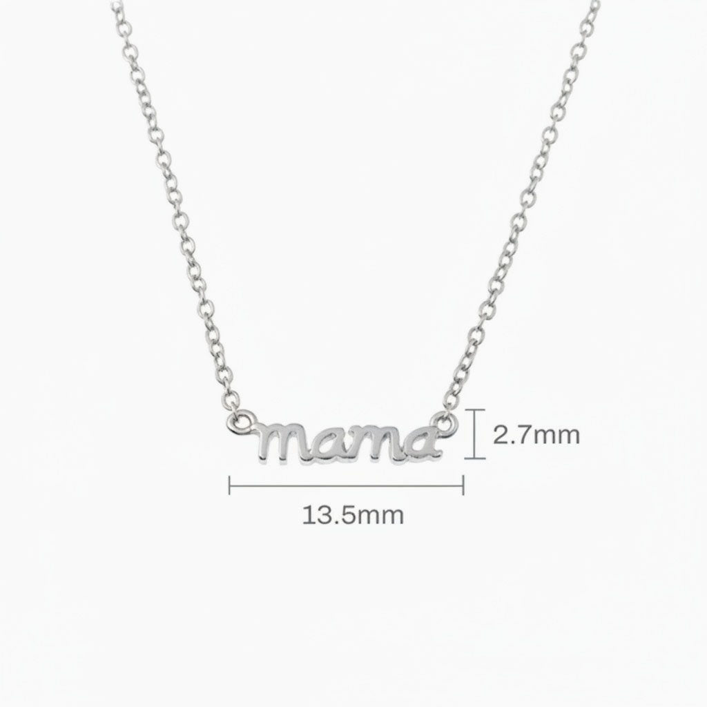 Modern Script Mama Necklace - Silver