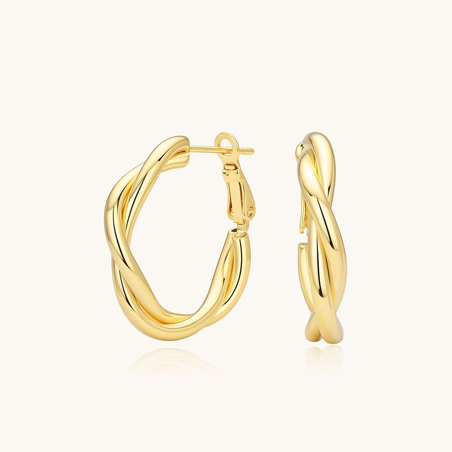 Modern Twisted Hoop Earrings - Gold