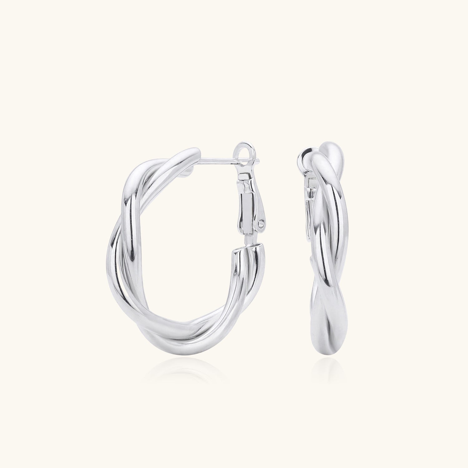 Modern Twisted Hoop Earrings - Silver