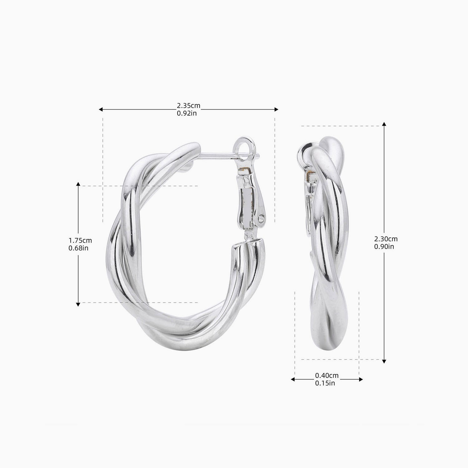 Modern Twisted Hoop Earrings - Silver