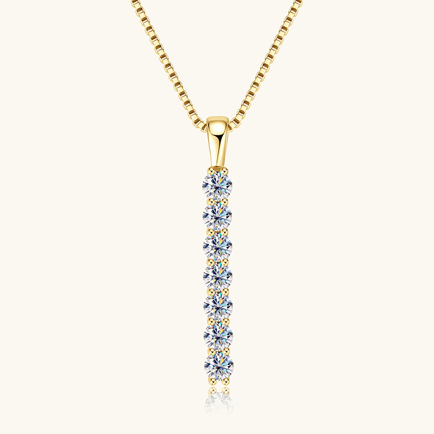 Moissanite Bar Pendant Necklace - Gold