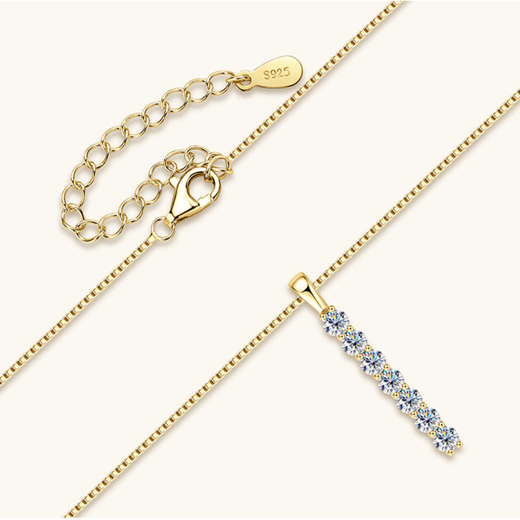 Moissanite Bar Pendant Necklace - Gold