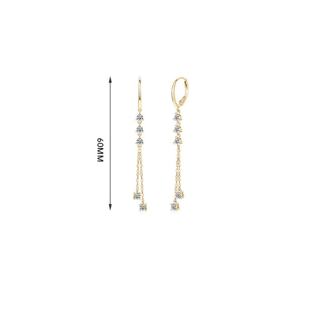 Moissanite Chain Drop Huggie Hoop Earrings - Gold