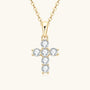 Moissanite Cross Pendant Necklace - Gold