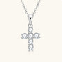 Moissanite Cross Pendant Necklace - Silver
