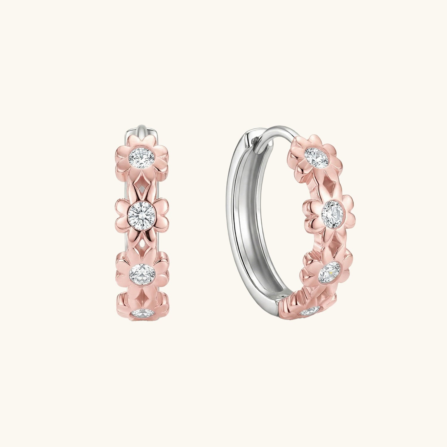 Moissanite Daisy Hoop Earrings - Silver