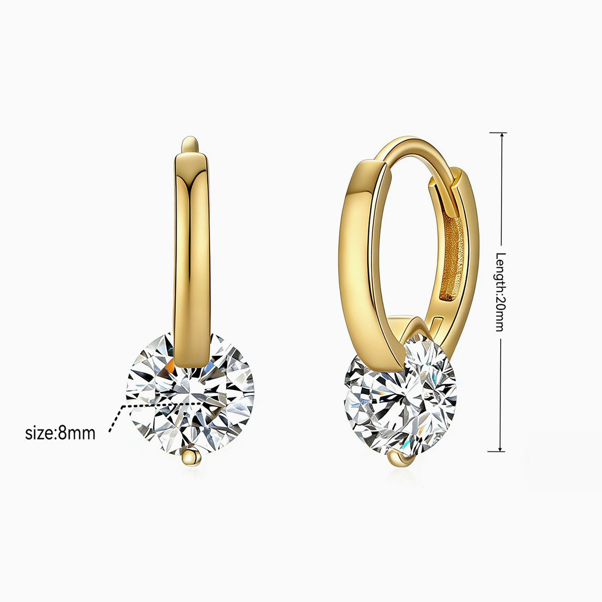 Moissanite Drop Huggie Hoop Earrings - Gold