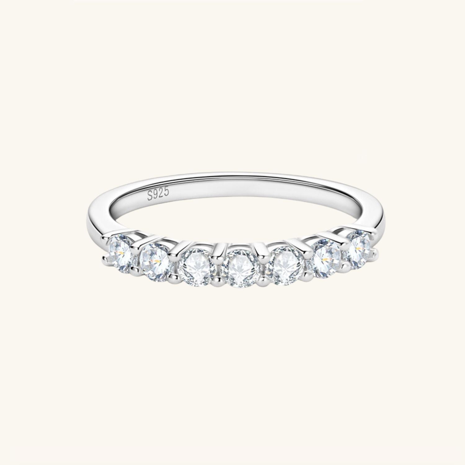 Moissanite Half Eternity Ring - Silver