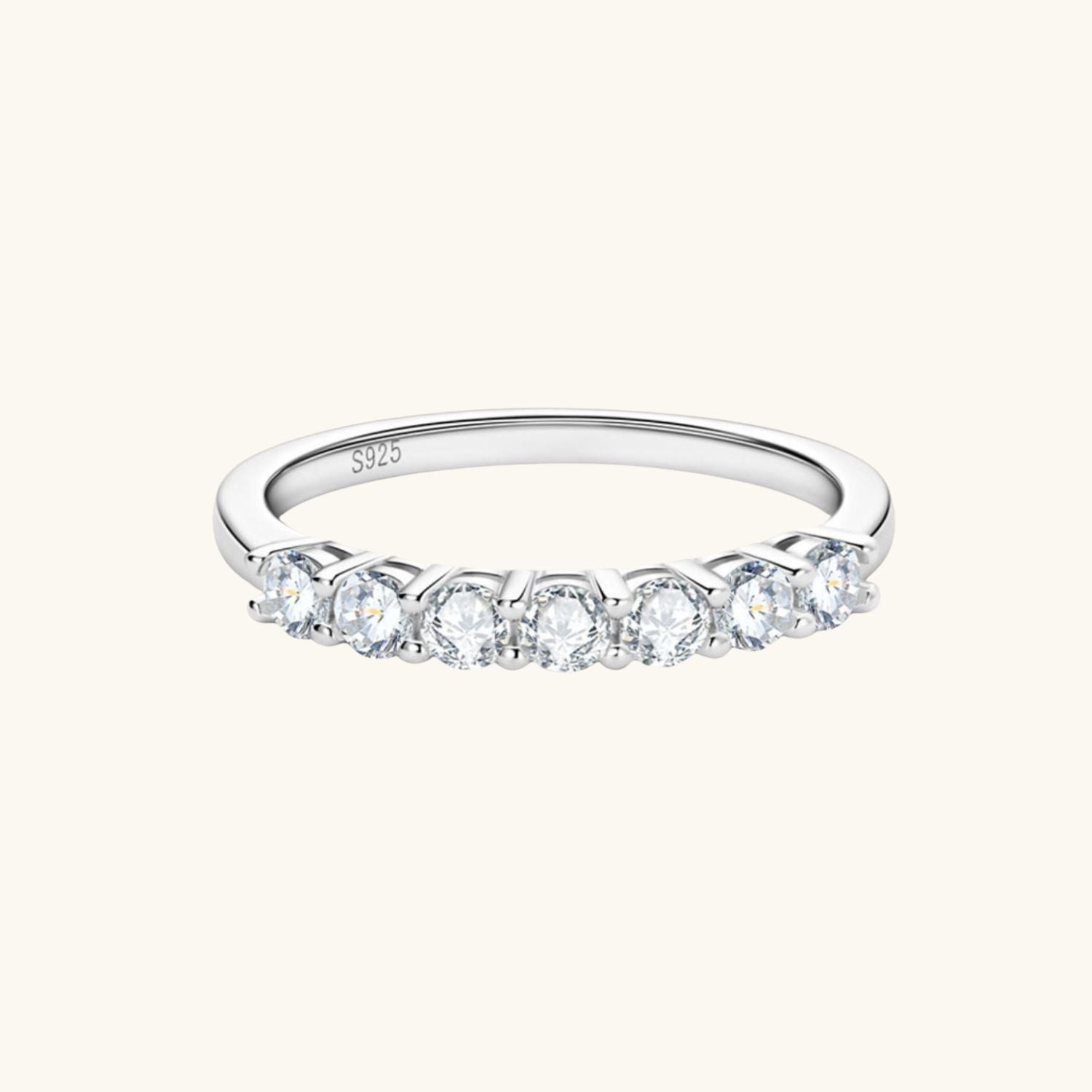 Moissanite Half Eternity Ring - Silver