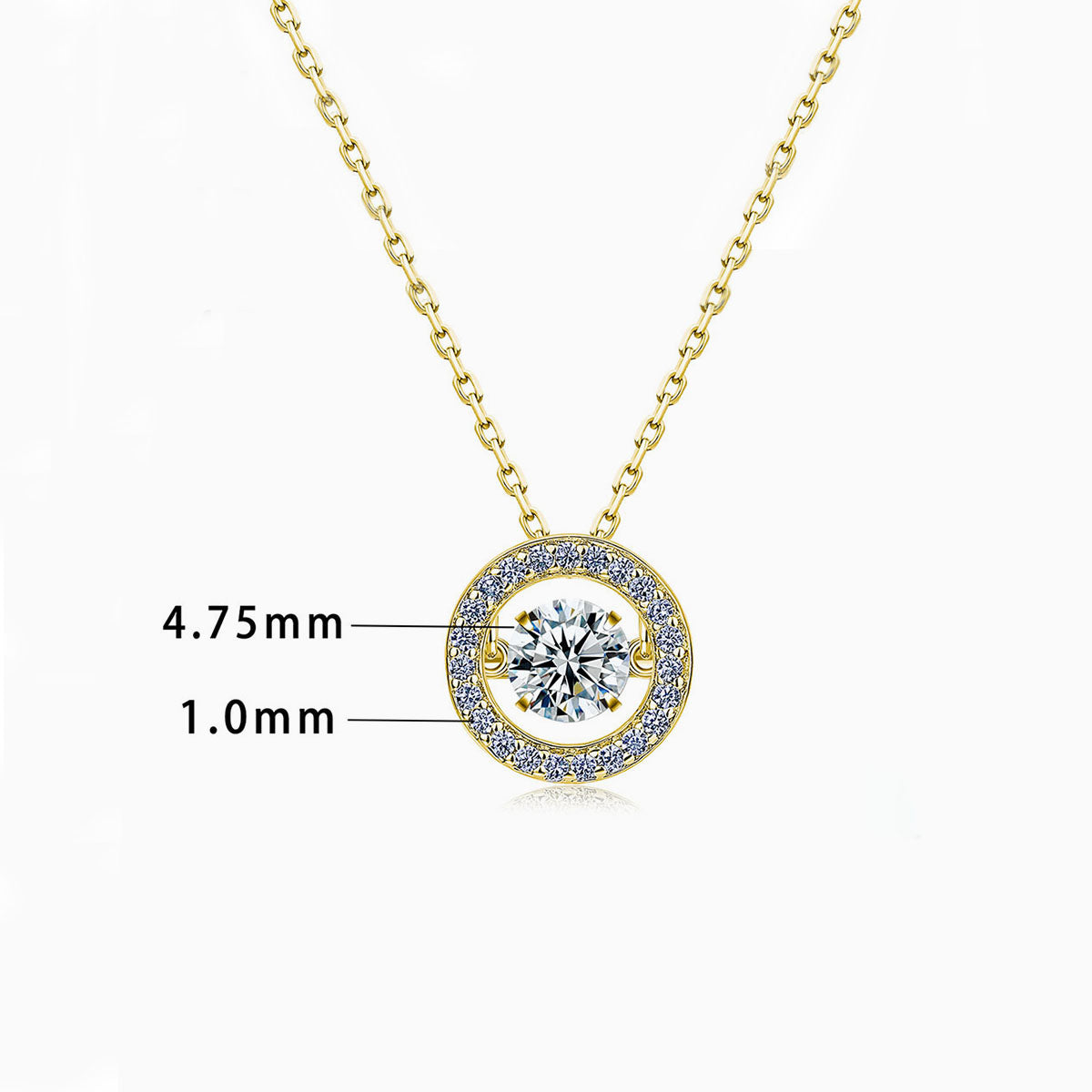 Moissanite Halo Open Circle Pendant Necklace - Gold