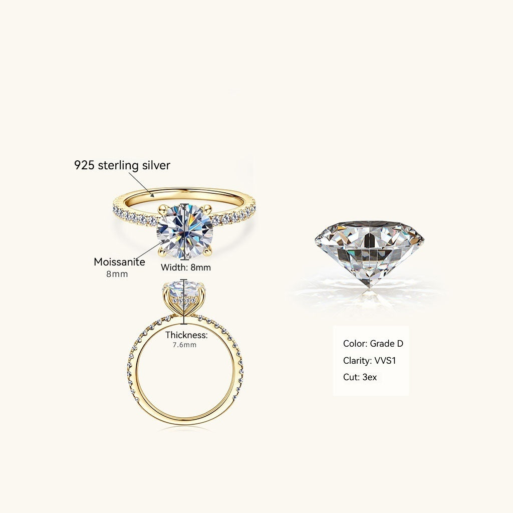 Moissanite Hidden Halo Ring - Gold