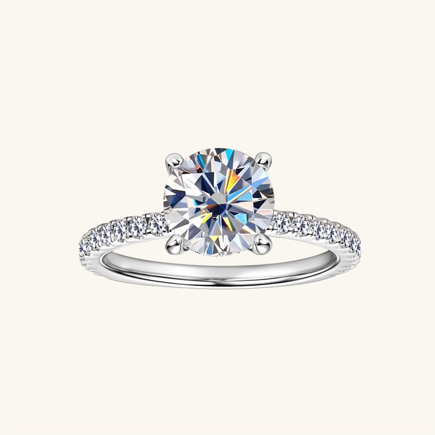 Moissanite Hidden Halo Ring - Silver