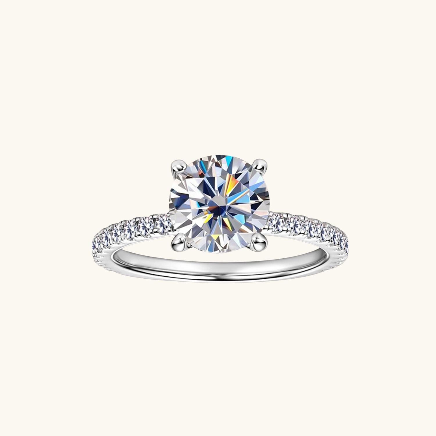 Moissanite Hidden Halo Ring - Silver