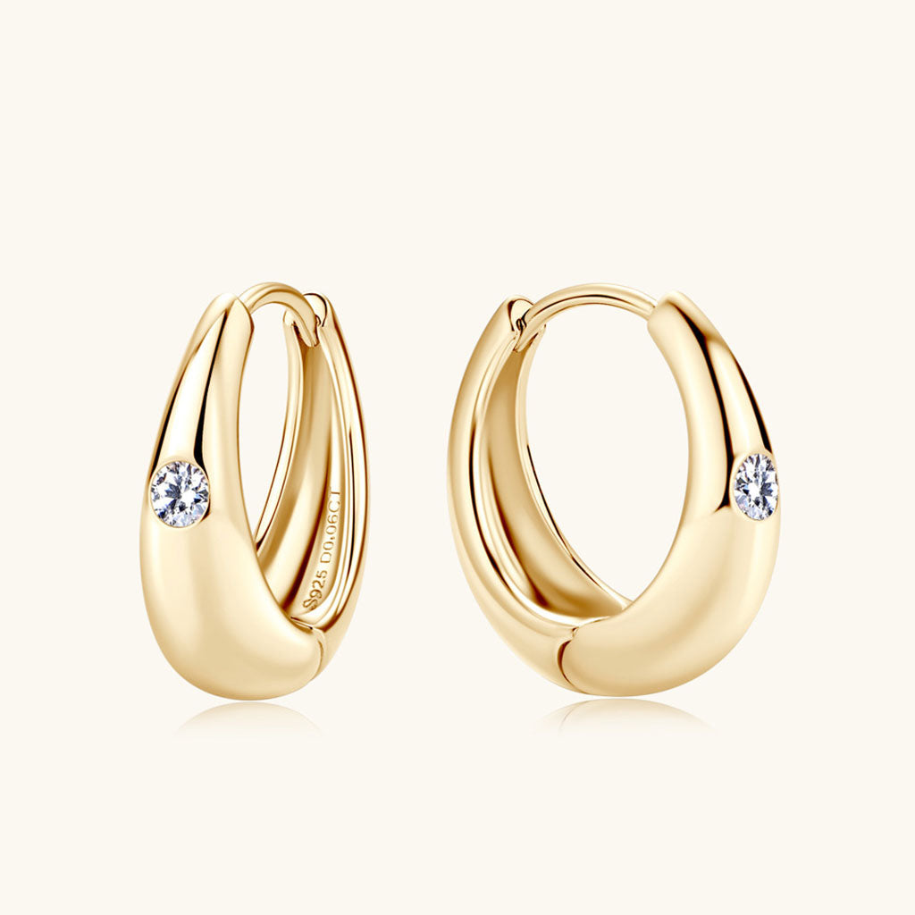 Moissanite Hoop Earrings - Gold