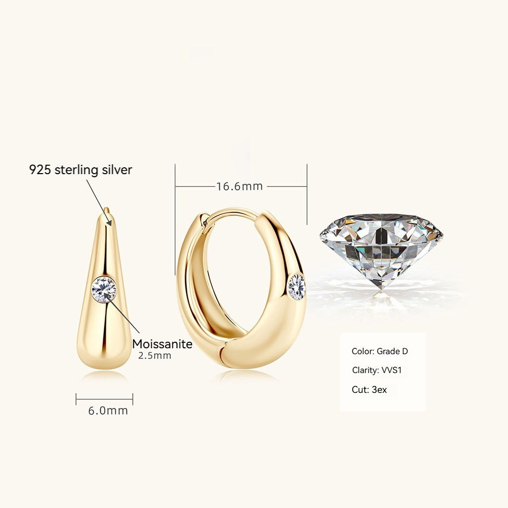 Moissanite Hoop Earrings - Gold