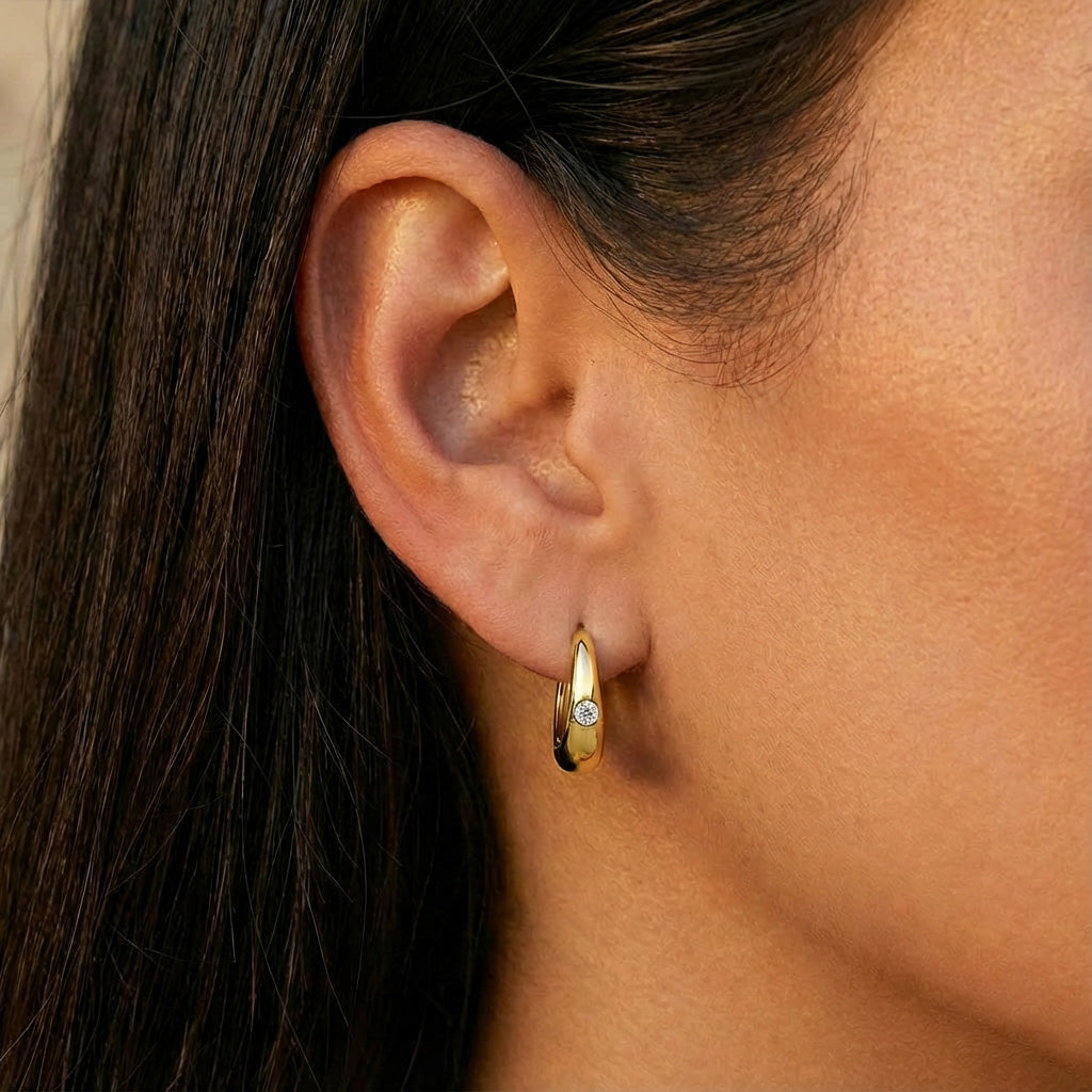 Moissanite Hoop Earrings - Gold