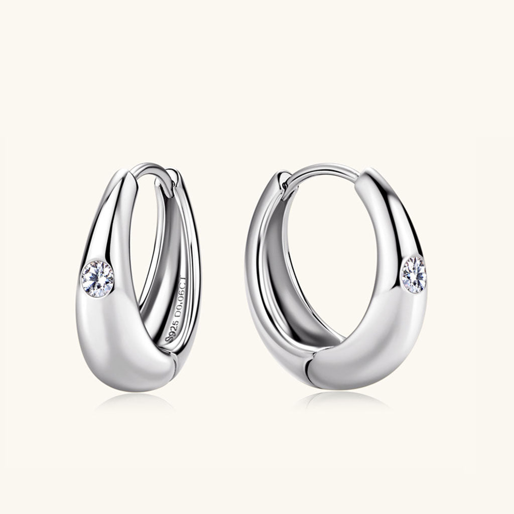 Moissanite Hoop Earrings - Silver