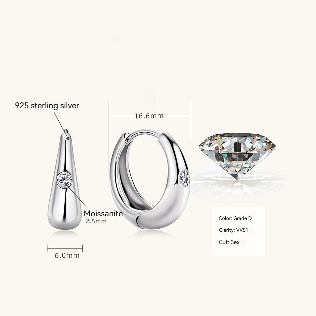 Moissanite Hoop Earrings - Silver