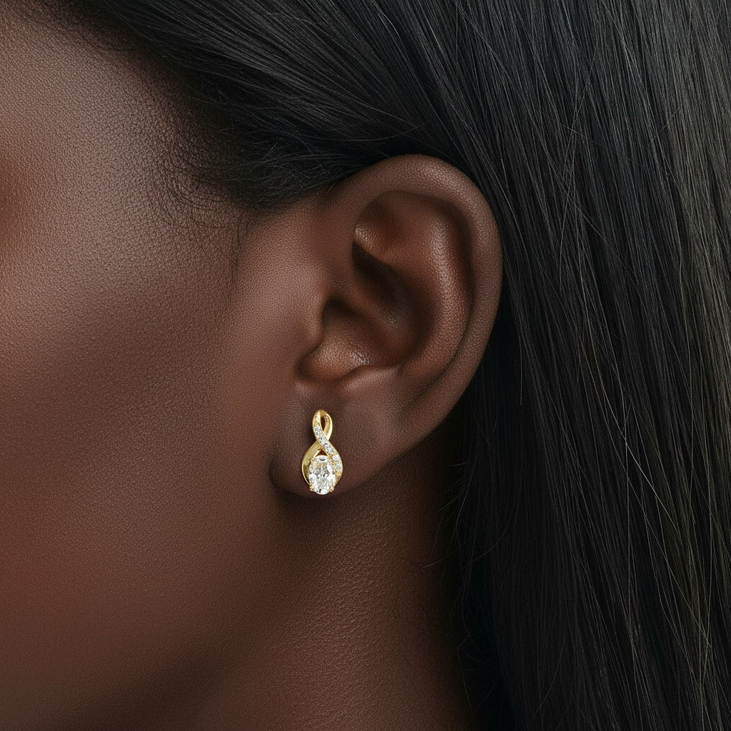 Moissanite Infinity Stud Earrings - Gold