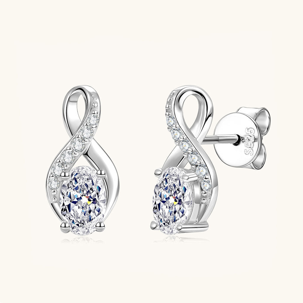 Moissanite Infinity Stud Earrings - Silver
