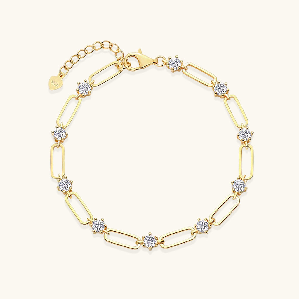 Moissanite Station Paperclip Chain Bracelet