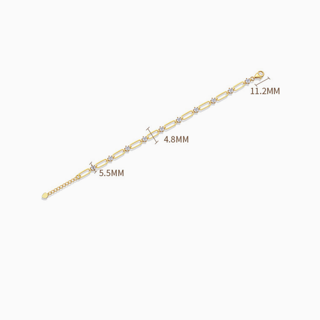 Moissanite Station Paperclip Chain Bracelet