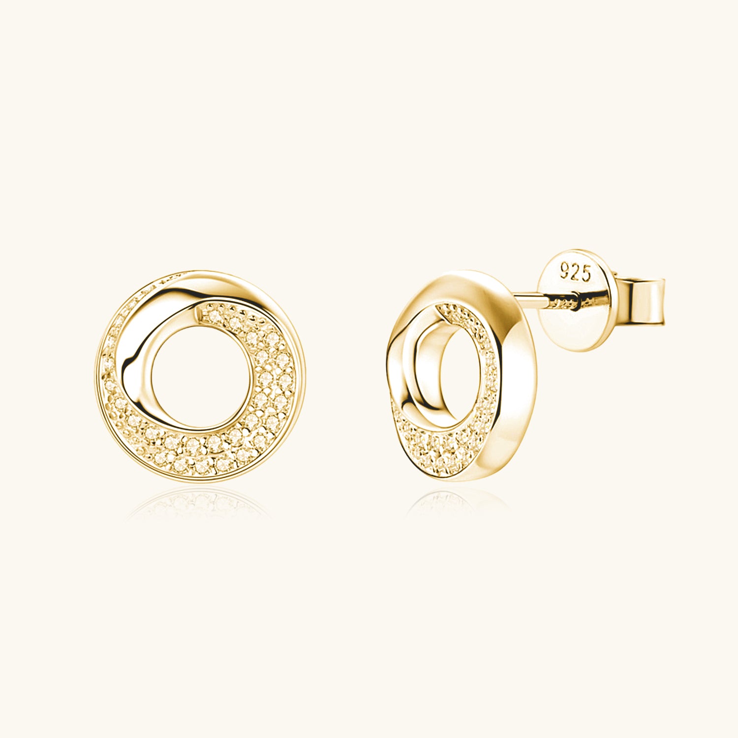Moissanite Twisted Mobius Stud Earrings - Gold